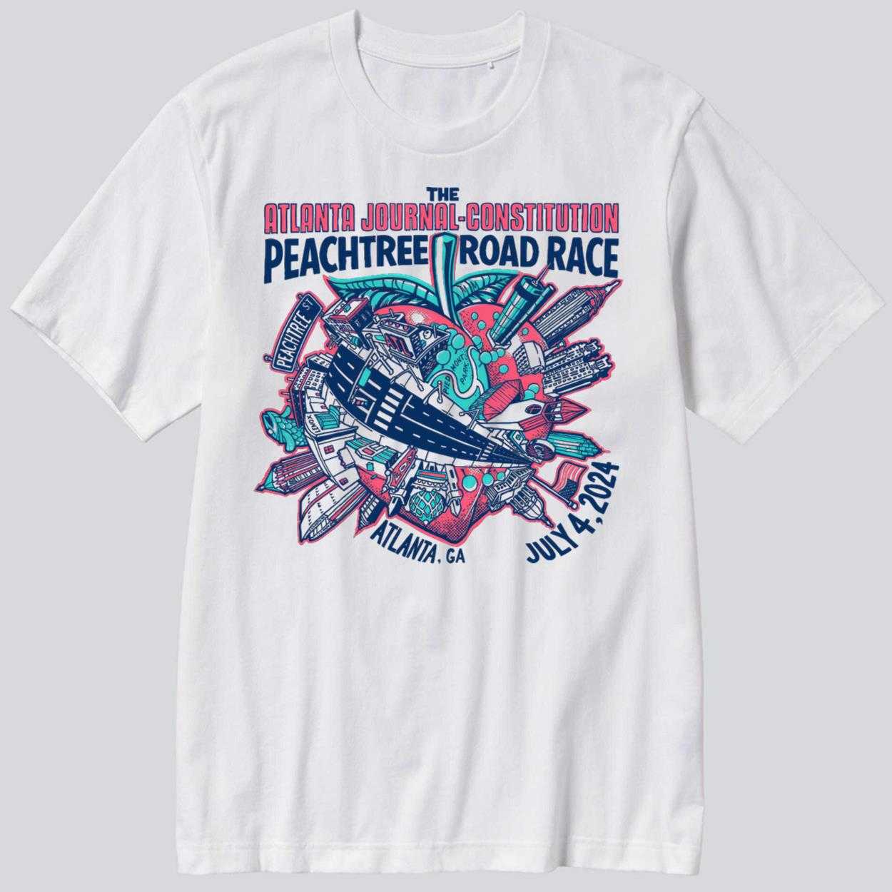 The Atlanta Journal Constitution 2024 AJC Peachtree Road Race Shirt The Atlanta Journal Constitution 2024 AJC Peachtree Road Race Shirt