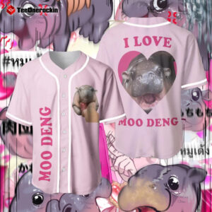 I Love Moo Deng In Thai Baseball Jersey