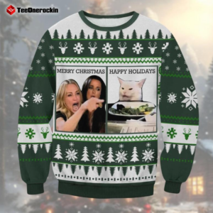 Christmas Woman Yelling At A Cat 2024 Ugly Holiday Sweater