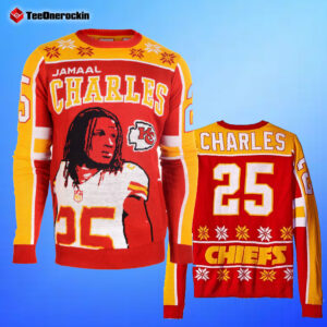 Chiefs Jamaal Charles Red Name & Number Ugly Holiday Sweater