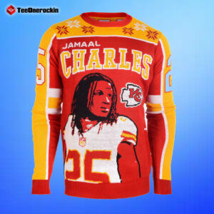 Front Chiefs Jamaal Charles Red Name & Number Ugly Holiday Sweater
