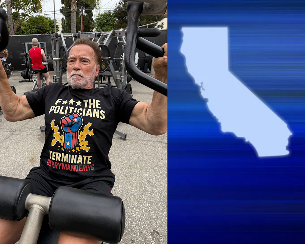 Arnold Wearing a Shirt That Says Exactly What He Thinks About Politicians