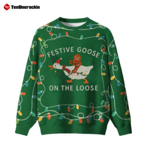 Festive Goose On The Loose 2025 Ugly Holiday Sweater
