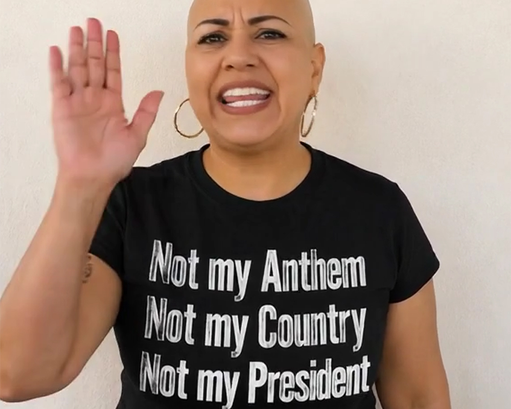 Not My Anthem Not My Country Not My President by Hispanic woman Not My Anthem Not My Country Not My President by Hispanic woman